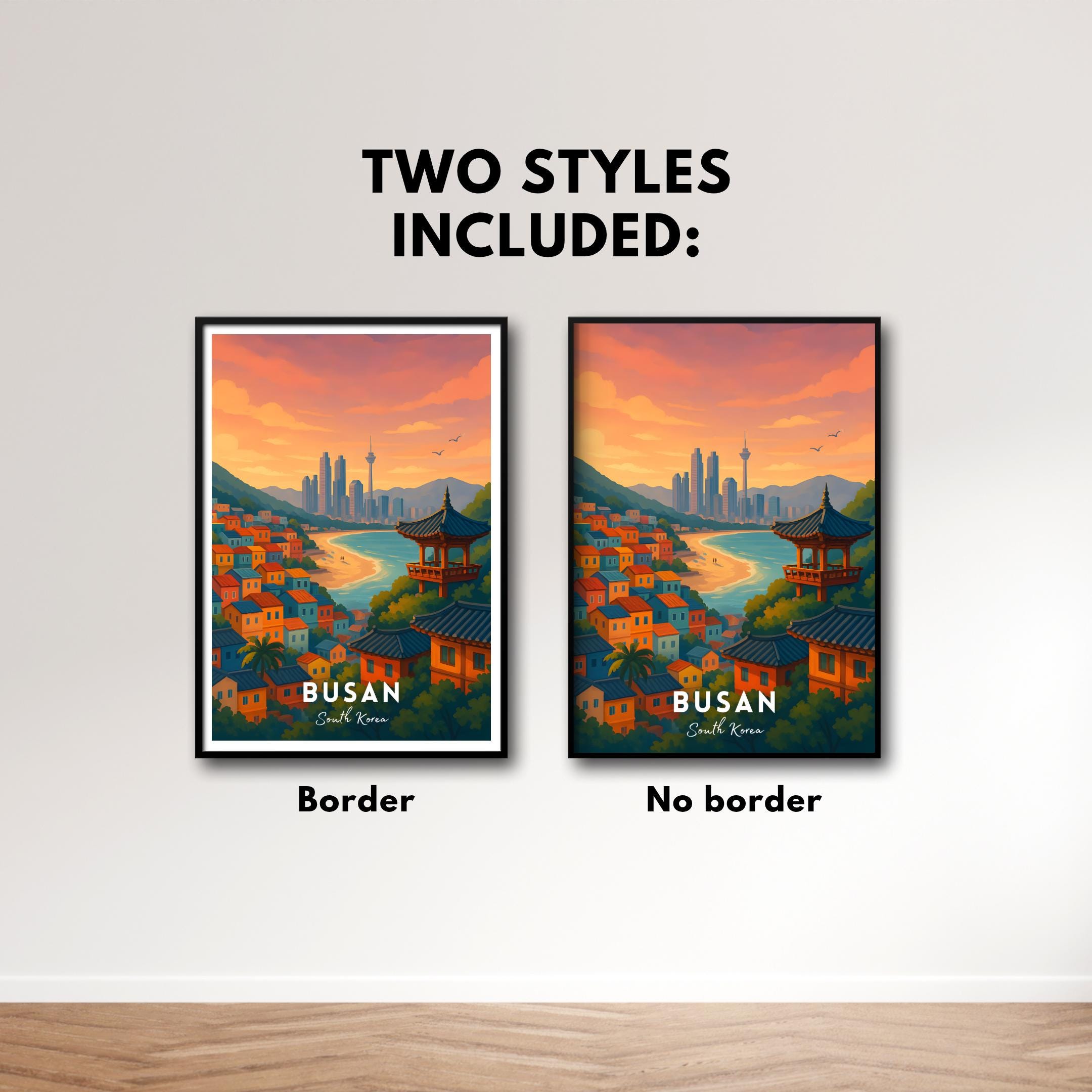 Busan South Korea Travel Poster: Minimalist Wall Art (digital