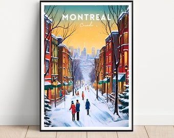 Montreal Winterlandschaft Reiseposter, Kanada Kunstdruck (Digitaler Download)