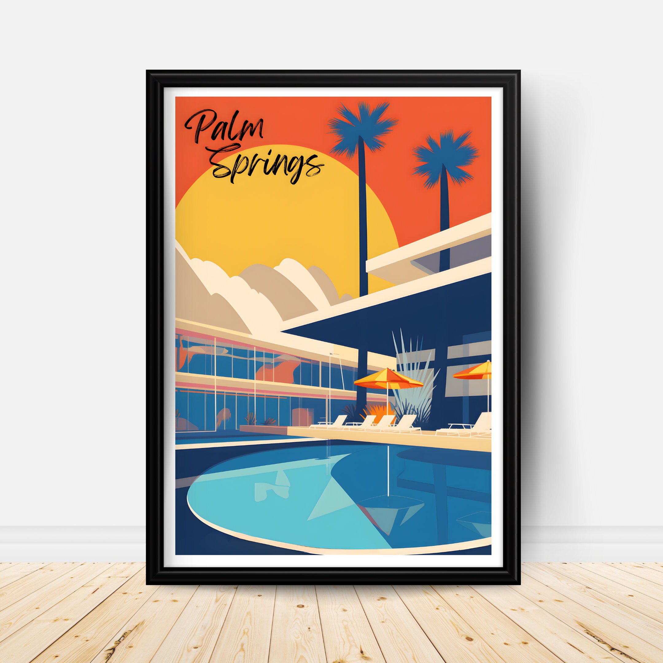 Palm Springs Travel Poster Palm Springs Wall Art Print Palm Etsy
