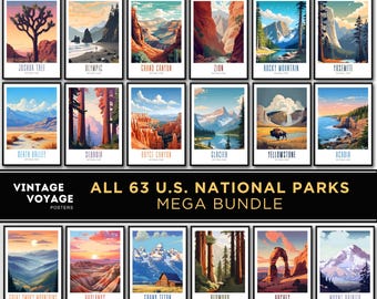 Poster-Set der US-Nationalparks, alle 63 Drucke (Digitaler Download)