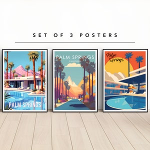 Palm Springs Travel Poster set, Palm Springs Wall art, Palm Springs print, Palm Springs gallery, Palm Springs pool side print, gift