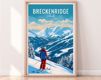 Skiposter van Breckenridge, Colorado, reiskunstprint (digitale download)