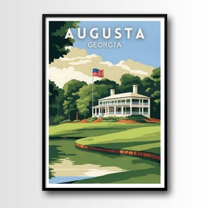 Augusta reisposter, Augusta Wall Art Print, Augusta Travel Art Poster, digitale download, afdrukbare Augusta muurkunst, Augusta golfbaan