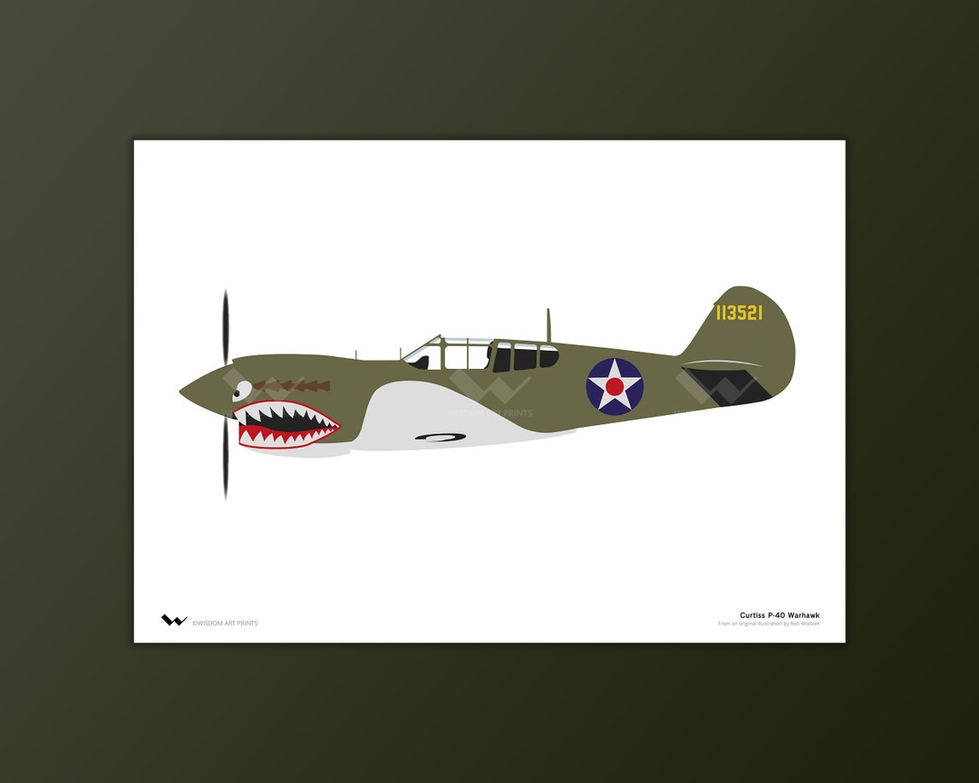 Curtiss P-40 Warhawk Art Print World War 2 Fighter-bomber of the USAAF ...