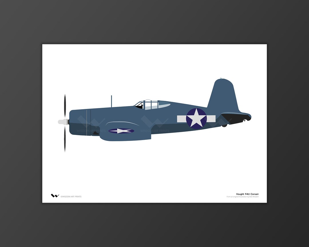 Vought F4U Corsair Art Print World War 2 Fighter-bomber of the US Navy ...