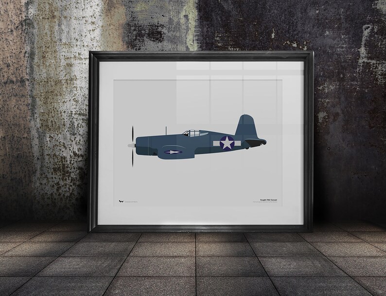 Vought F4U Corsair Art Print World War 2 Fighter-bomber of the US Navy ...