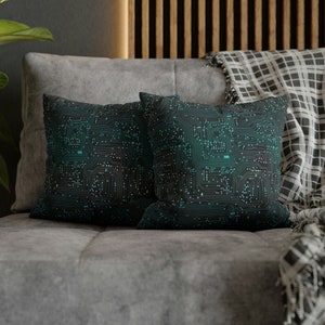 Circuit Board Print Pattern | Spun Polyester Square Pillow Case