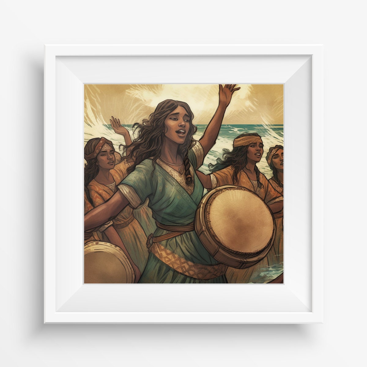Miriam With Timbrel Dancing Digital Painting - Etsy