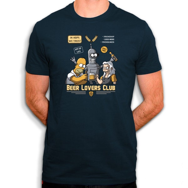 Beer lovers club - Un club privé avec Bender, Homer et Princesse Bean - T-shirt homme