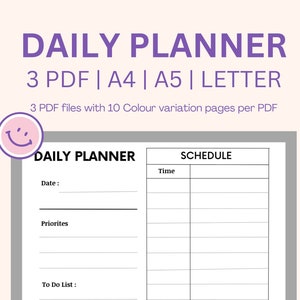 Lista diaria de tareas pendientes, lista de tareas pendientes imprimible, tabla de tiempos de estudio, planificador por horas, planificador de estudios, horario del día laboral, A5, A4, carta de EE. UU.