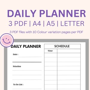 Daily To Do List, Printable To Do List, Study Time Table,Hourly Planner,study planner,Work Day Schedule,A5,A4,US Letter
