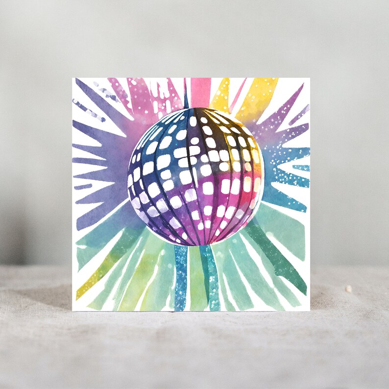 Printable Disco Christmas Cards Bright Colours Baubles Etsy UK