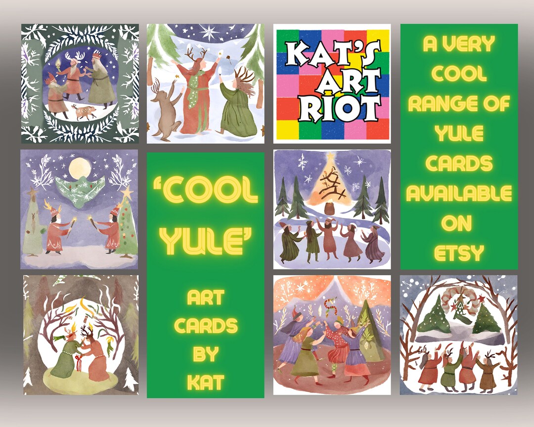 Pagan Cards, Printable Card Bundle 'cool Yule' Winter Greetings ...