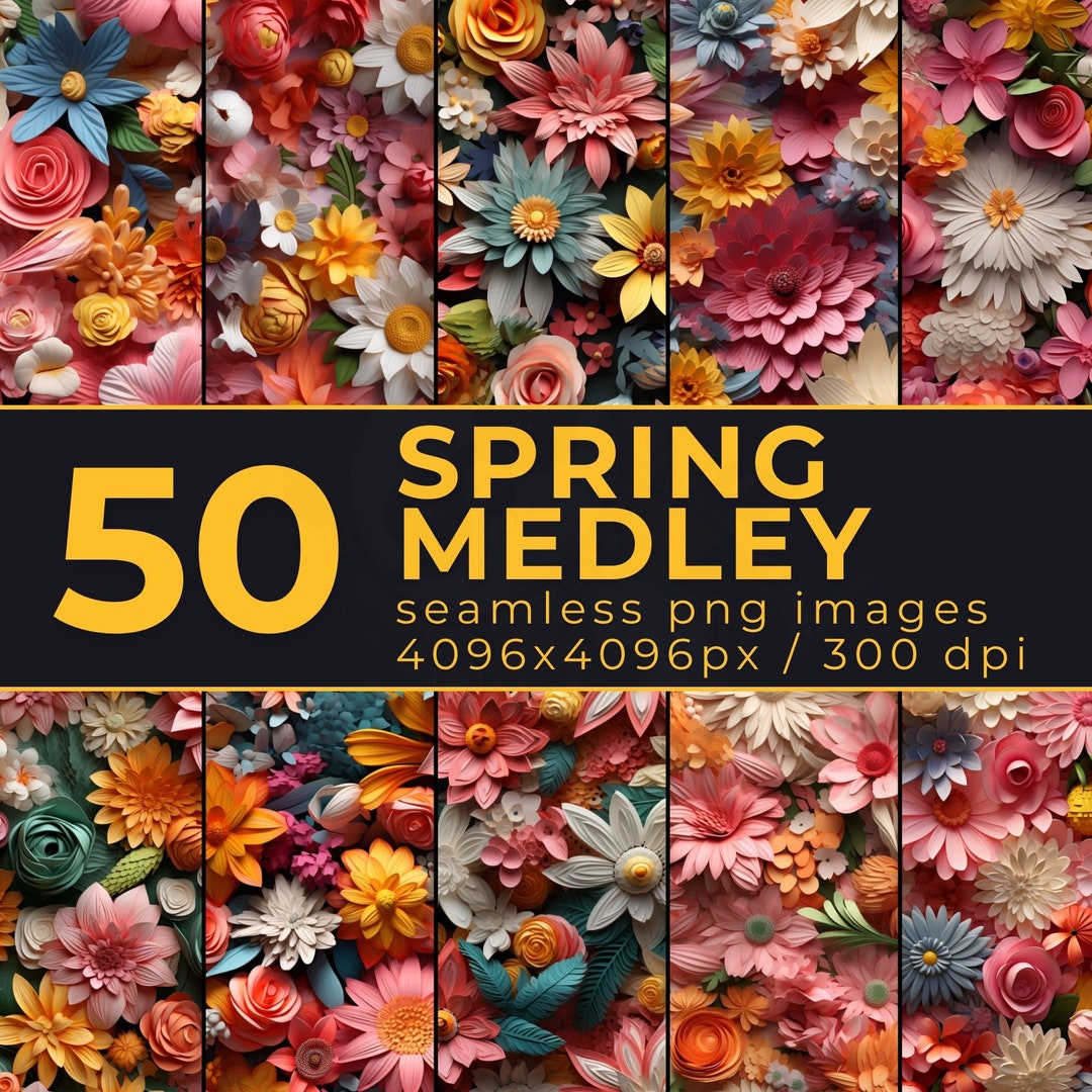 Spring Medley Seamless Digital Paper - Floral PNG - Patterns for ...