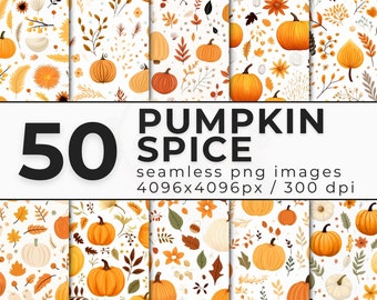 Pumpkin Spice Seamless Digital Paper - Cute Autumn PNG - Patterns for Scrapbooking, Journaling, Planners - Commercial License