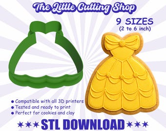 3D Princess Dress Cookie Cutter STL File: Fairy Tale Baking (Digital Download)