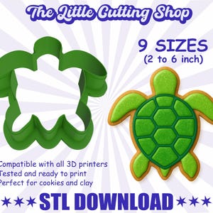 3D STL-koekjesuitsteker schildpad – koekjesvorm zeedieren – digitaal bestand – geen fysiek item