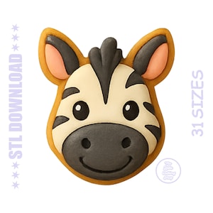 Zebra-koekjesuitsteker STL: 3D-afdrukbestand, 31 formaten (digitale download)