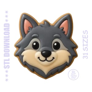 Cortador de galletas Kawaii Wolf STL – Galleta de animales del bosque (Descarga digital)
