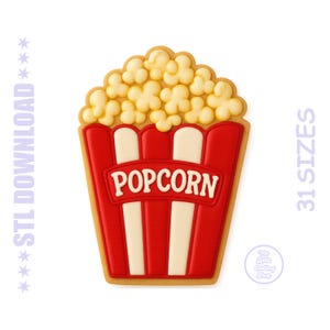 Cortador de galletas de palomitas de maíz STL - Galleta de noche de cine / Descarga digital