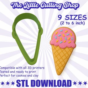 Ice Cream Cone Cookie Cutter STL File: 3D Printable Summer Baking (Digital Download