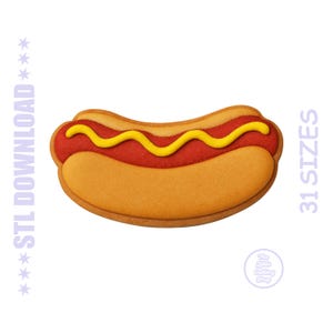 Archivo STL para cortar galletas con forma de perrito caliente – Archivo imprimible 3D para fiestas de barbacoa (31 tamaños)