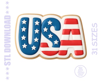 USA Cookie Cutter STL (1.5–9 inch) – 4th of July, Patriotic Cookies, Fondant | Digital Download