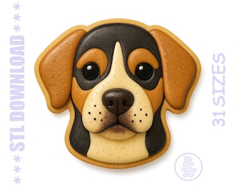 Beagle Cookie Cutter STL – Dog Face – 31 Sizes + PNG