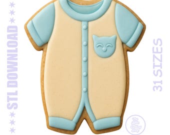 Baby Pajamas Cookie Cutter STL: Shower Favor PNG (31 Sizes)