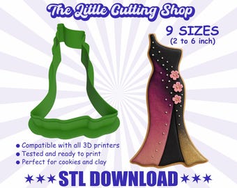 3D Princess Dress Cookie Cutter STL File: Elegant Gown Design (Digital Download)