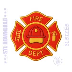 Firefighter Badge Cookie Cutter STL – Fire Dept Emblem – 3D Printable Baking Tool