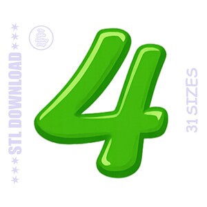 Nummer 4 Cookie Cutter STL - Geburtstagszahl Backen Digitale Datei - 3D Druckbares Werkzeug