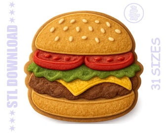 Burger Cookie Cutter STL-bestand: 3D-printontwerp cheeseburger (digitale download)