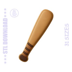 May include: A tan baseball bat with brown stripes on the handle. The text "STL DOWNLOAD" is on the left side, and "31 SIZES" is on the right side. The Little Gallery Shop logo is in the upper left corner.