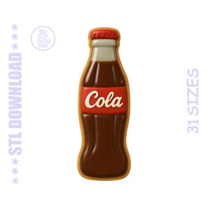Soda Bottle Cookie Cutter STL: Cola Drink Mold, 31 Sizes (PNG)