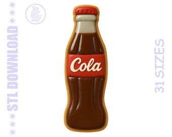 Soda Bottle Cookie Cutter STL: Cola Drink Mold, 31 Sizes (PNG)