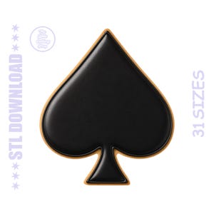 May include: A black spade-shaped cookie cutter with a light brown border. The image includes the text "STL DOWNLOAD" and "31 SIZES" in purple. The logo for "The Little Cutting Shop" is also visible.