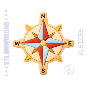Pirate Compass Cookie Cutter STL – Nautical Compass Rose – 3D Printable Baking Tool