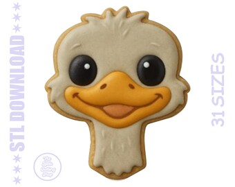 Foremka do ciastek w kształcie strusia (STL) (1,5–9 cali) – Kawaii Bird, Safari Animal | Pobieranie cyfrowe