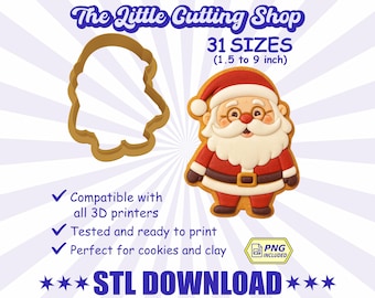 Santa Claus Cookie Cutter STL - 3D Printable Baking Tool (Digital File)
