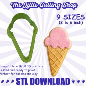 Ice Cream Cone Cookie Cutter STL: 3D Printable Summer Treat (Digital Download)