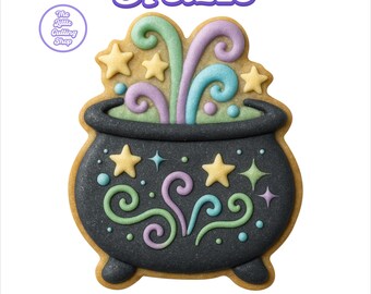 Cortador de galletas con forma de caldero mágico (archivo digital STL): Olla de bruja imprimible en 3D