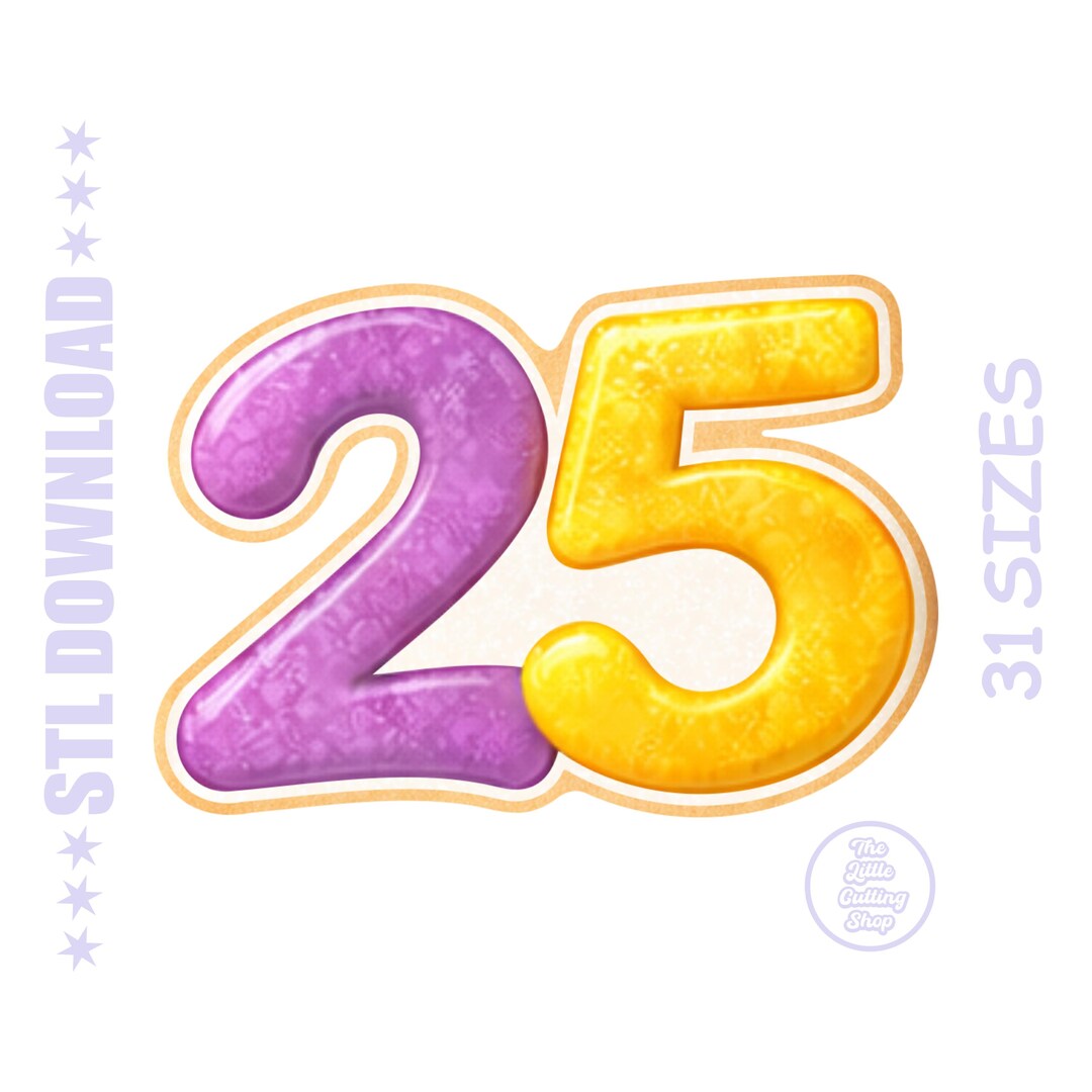 Number 25 Cookie Cutter STL – Birthday Number Baking Digital File – 3D ...