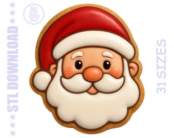 Santa Cookie Cutter STL - Christmas Santa Head Mold (31 Sizes + PNG)