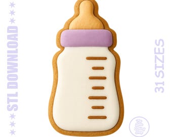 Baby Bottle Cookie Cutter STL File: 3D Printable Baking Tool + PNG