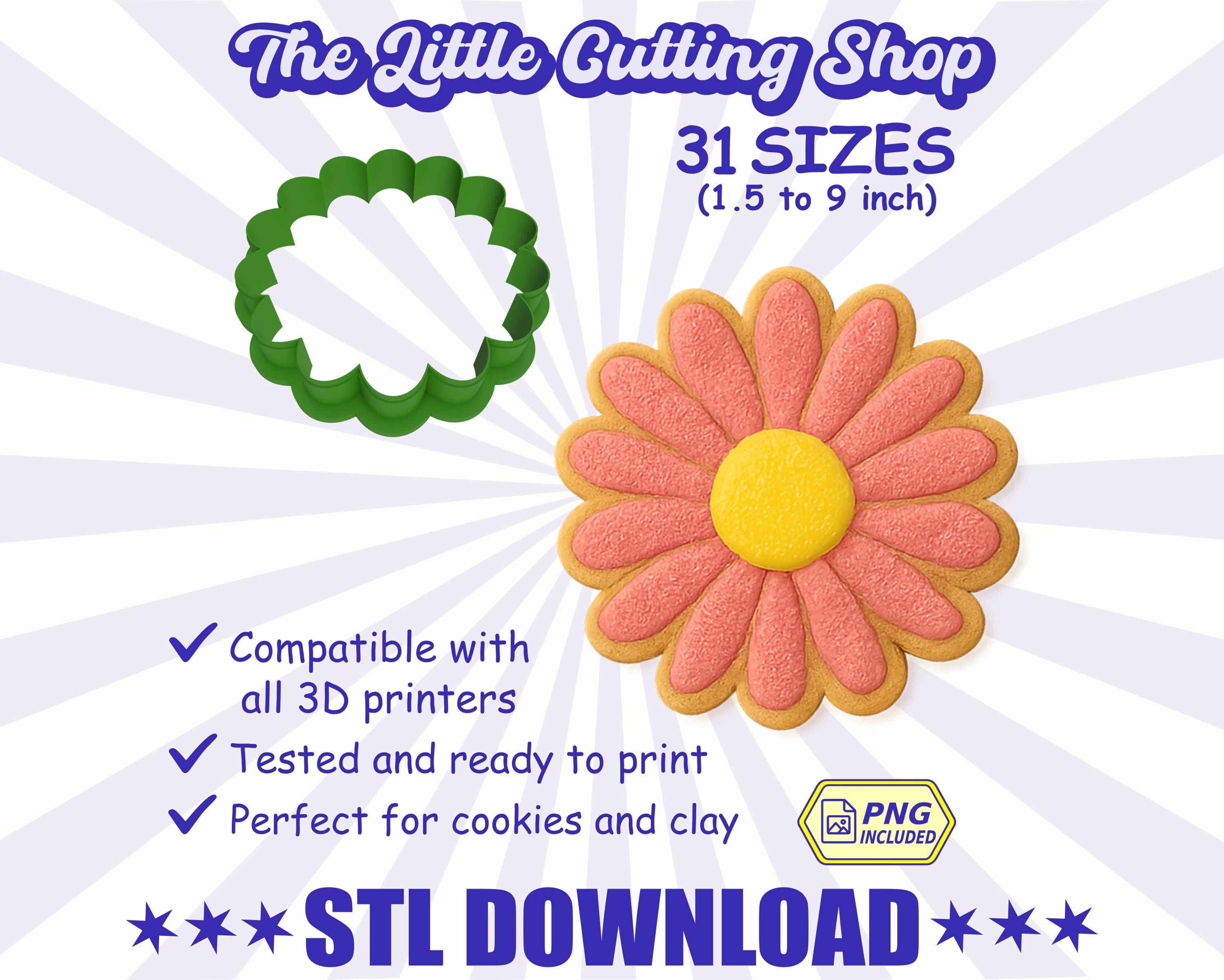 3D Gerbera Cookie Cutter STL File: Large Petal Flower Shape