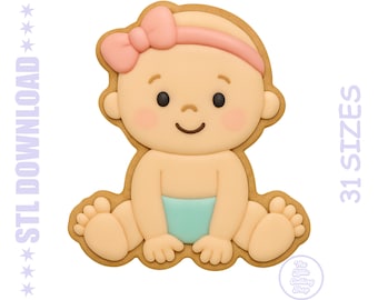 Sitting Baby Cookie Cutter STL File - Baby Shower Baking (Digital Download)