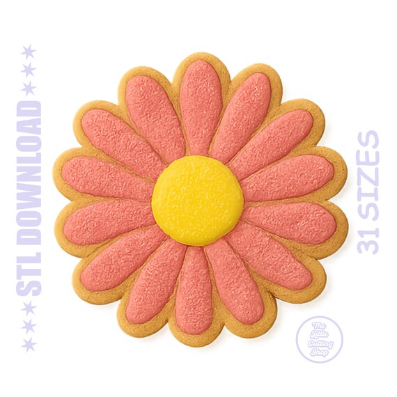 3D Gerbera Cookie Cutter STL File: Large Petal Flower Shape
