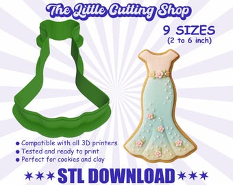 3D Princess Dress Cookie Cutter STL File: Fairy Tale Baking (Digital Download)