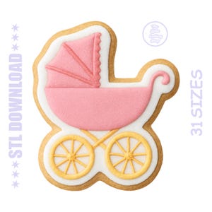 Baby Stroller Cookie Cutter STL File: 3D Printable Baby Shower Favor (Digital Download)